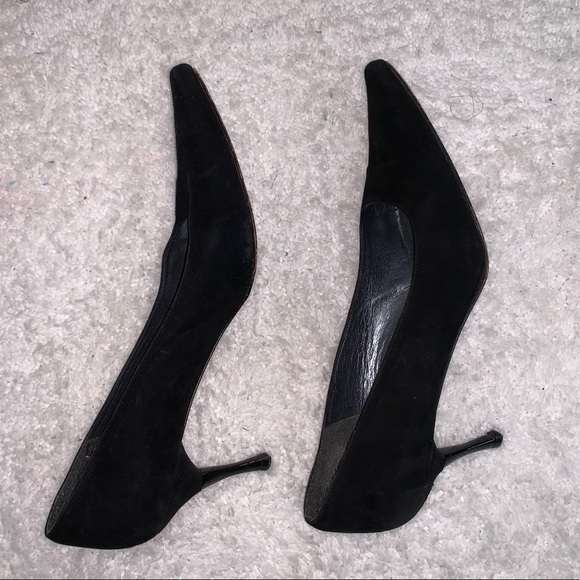 Stuart Weitzman Suede Black Kitten Pumps - Picture 4 of 6